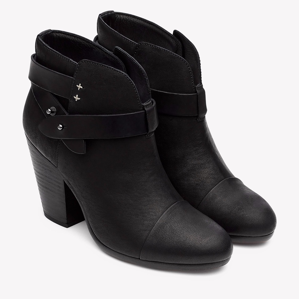 Rag & Bone Harrow Heeled Booties in Black Leather